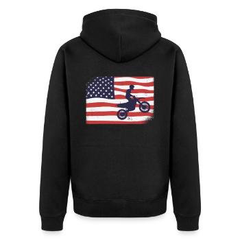 Drapeau américain Motocross - Veste à capuche bio Premium Unisexe - noir - Dos - Nico (187cm)