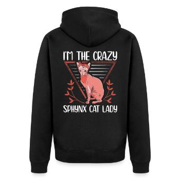 Sphynx Katze Sphinx Katzenbesitzerin Geschenk - Unisex Premium Bio Zip Hoodie - Schwarz - Hinten - Nico (187cm)