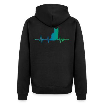 Heartbeat Cat Design - Sweet Sweet Maine Coon - Unisex Premium Organic Zip Hoodie - black - Back - Nico (187cm)