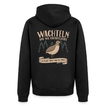Wachteln Wachtel Wachtelzüchter Geschenk - Unisex Premium Bio Zip Hoodie - Schwarz - Hinten - Nico (187cm)