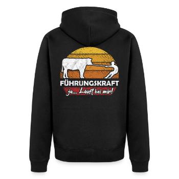 Führungskraft Landwirt Kühe Kuh Rinder Bauern - Unisex Premium Bio Zip Hoodie - Schwarz - Hinten - Nico (187cm)