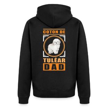 Coton de Tuléar papa chien cadeau - Veste à capuche bio Premium Unisexe - noir - Dos - Nico (187cm)