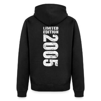 2005 Limited Edition - Unisex Premium Bio Zip Hoodie - Schwarz - Hinten - Nico (187cm)