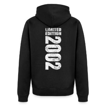 2002 Limited Edition - Unisex Premium Bio Zip Hoodie - Schwarz - Hinten - Nico (187cm)