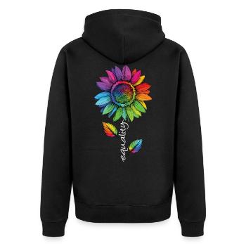 Equality LGBTQ Arc-en-ciel Tournesol Fleur CSD - Veste à capuche bio Premium Unisexe - noir - Dos - Nico (187cm)