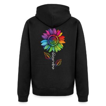 Equality LGBTQ Arc-en-ciel Tournesol Fleur CSD - Veste à capuche bio Premium Unisexe - noir - Dos - Nico (187cm)
