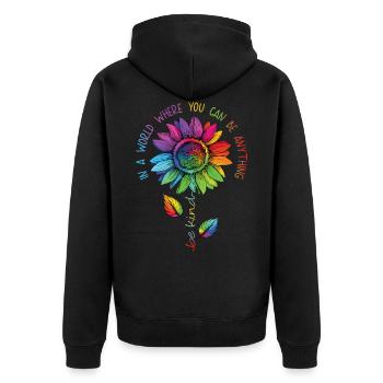 Enfant LGBTQ Arc-en-ciel Tournesol Fleur CSD - Veste à capuche bio Premium Unisexe - noir - Dos - Nico (187cm)
