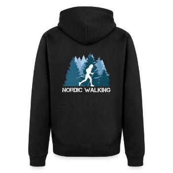 Nordic walking in beautiful nature - Unisex Premium Organic Zip Hoodie - black - Back - Nico (187cm)