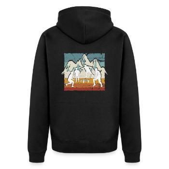 Roundnet, wundervolle Natur - Unisex Premium Bio Zip Hoodie - Schwarz - Hinten - Nico (187cm)