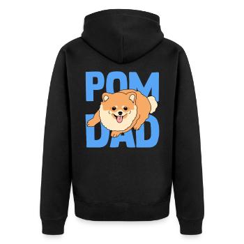 Zwergspitz Pomeranian Pom Dad Herrchen Geschenk - Unisex Premium Bio Zip Hoodie - Schwarz - Hinten - Nico (187cm)