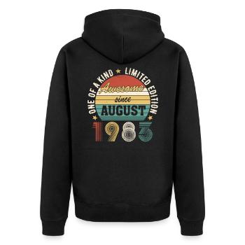 Awesome since Août 1983 Anniversaire - Veste à capuche bio Premium Unisexe - noir - Dos - Nico (187cm)