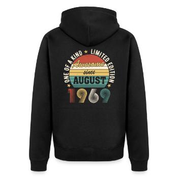 Awesome since Août 1969 Anniversaire - Veste à capuche bio Premium Unisexe - noir - Dos - Nico (187cm)