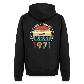 Awesome since Août 1971 Anniversaire - Veste à capuche bio Premium Unisexe - noir - Dos - Nico (187cm)