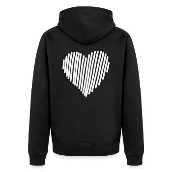 Gezeichnetes Herz, Romantischer Liebesbeweis - Unisex Premium Bio Zip Hoodie - Schwarz - Hinten - Nico (187cm)