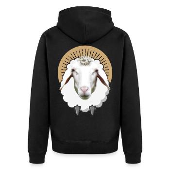 SHEEP SHEEP Sheep Lamb - Unisex Premium Organic Zip Hoodie - black - Back - Nico (187cm)