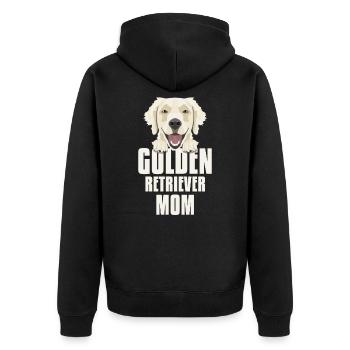 Golden Retriever Mom, Hundemama - Unisex Premium Bio Zip Hoodie - Schwarz - Hinten - Nico (187cm)