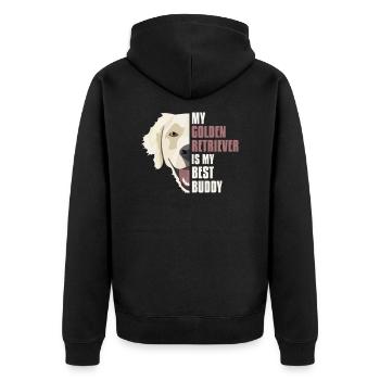 Best Buddy, Golden Retriever - Unisex Premium Bio Zip Hoodie - Schwarz - Hinten - Nico (187cm)