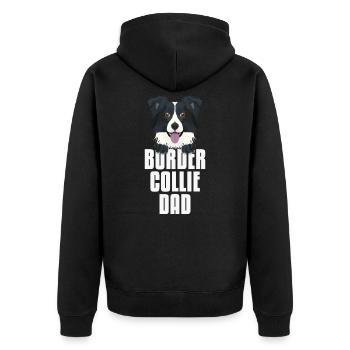 Border Collie Dad, Hundepapa - Unisex Premium Bio Zip Hoodie - Schwarz - Hinten - Nico (187cm)