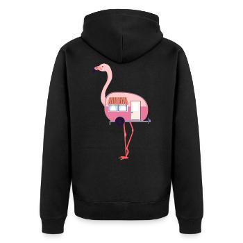 Flamingo Camper Van Camping Outdoor Watvogel - Unisex Premium Bio Zip Hoodie - Schwarz - Hinten - Nico (187cm)