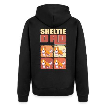 Sheltie Dad Shetland Sheepdog Herrchen Geschenk - Unisex Premium Bio Zip Hoodie - Schwarz - Hinten - Nico (187cm)