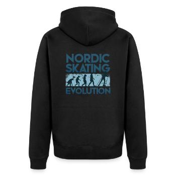 Nordic Skating Evolution - Unisex Premium Bio Zip Hoodie - Schwarz - Hinten - Nico (187cm)