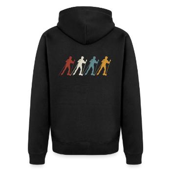 Retro vintage Nordic Skating - Unisex Premium Bio Zip Hoodie - Schwarz - Hinten - Nico (187cm)