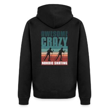 Retro vintage Nordic Skating - Unisex Premium Bio Zip Hoodie - Schwarz - Hinten - Nico (187cm)