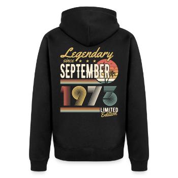 Legendary since September 1973 Limited Edition - Veste à capuche bio Premium Unisexe - noir - Dos - Nico (187cm)