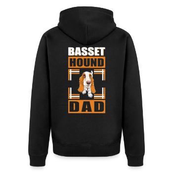 Basset Hound Dad Herrchen Hundebesitzer Geschenk - Unisex Premium Bio Zip Hoodie - Schwarz - Hinten - Nico (187cm)