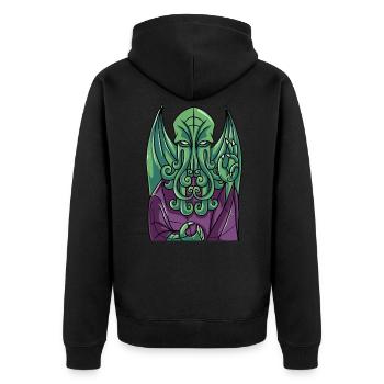Cthulhu Myth Church Fenster Kunstgeschenk - Unisex Premium Bio Zip Hoodie - Schwarz - Hinten - Nico (187cm)