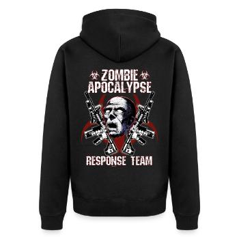 Zombie Apocalypse Response Team - Unisex Premium Bio Zip Hoodie - Schwarz - Hinten - Nico (187cm)