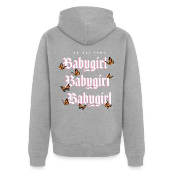 Not your Babygirl Butterfly papillon grunge - Veste à capuche bio Premium Unisexe - gris chiné - Dos - Nico (187cm)