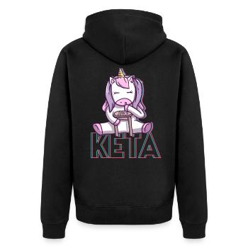 Ketamin Droge schniefen Einhorn Lustiges Techno - Unisex Premium Bio Zip Hoodie - Schwarz - Hinten - Nico (187cm)