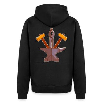 Forging tool with anvil, hammer and pliers - Unisex Premium Organic Zip Hoodie - black - Back - Nico (187cm)