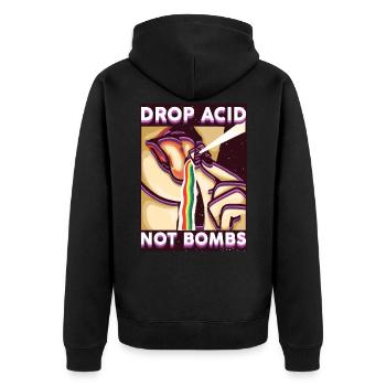 Drop Acid not Bombs - Retro LSD Psychedelic - Veste à capuche bio Premium Unisexe - noir - Dos - Nico (187cm)