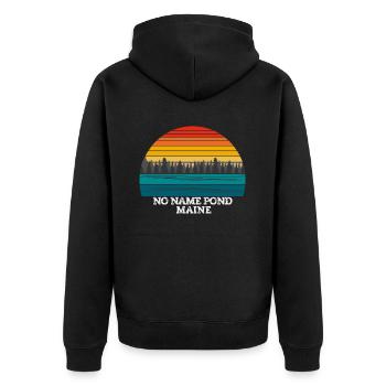 No Name Pond Maine - Unisex Premium Organic Zip Hoodie - black - Back - Nico (187cm)