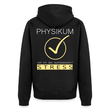 Physikum geschafft - Unisex Premium Bio Zip Hoodie - Schwarz - Hinten - Nico (187cm)