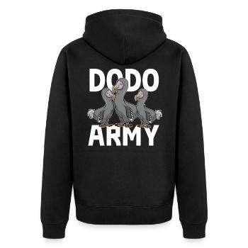 Dodo Army Extinct Flightless Bird Lovers - Unisex Premium Bio Zip Hoodie - Schwarz - Hinten - Nico (187cm)