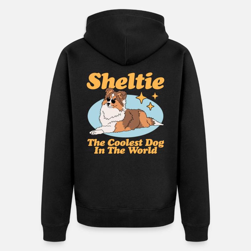 Sheltie Shetland Sheepdog cadeau chiens - Veste à capuche bio Premium Unisexe - noir