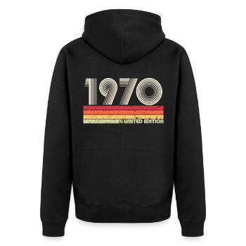 Limited Edition 1970 Retro Vintage Cadeau - Veste à capuche bio Premium Unisexe - noir - Dos - Nico (187cm)