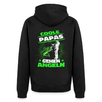 Angler Shirt Coole Papas gehen Angeln Lustig - Unisex Premium Bio Zip Hoodie - Schwarz - Hinten - Nico (187cm)