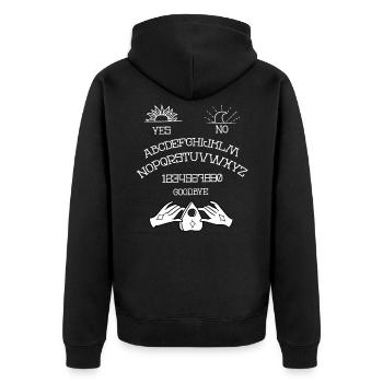 Ouija-Brett Hexerei Wicca Spooky - Unisex Premium Bio Zip Hoodie - Schwarz - Hinten - Nico (187cm)