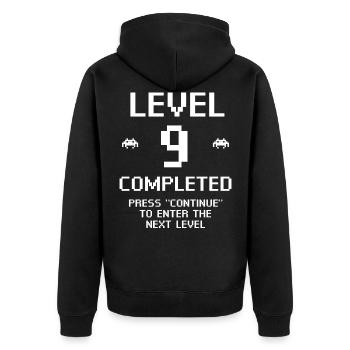 Niveau 9 Terminé - Veste à capuche bio Premium Unisexe - noir - Dos - Nico (187cm)