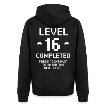Niveau 16 Terminé - Veste à capuche bio Premium Unisexe - noir - Dos - Nico (187cm)