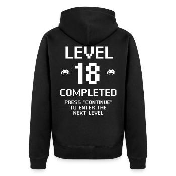 Niveau 18 Terminé - Veste à capuche bio Premium Unisexe - noir - Dos - Nico (187cm)