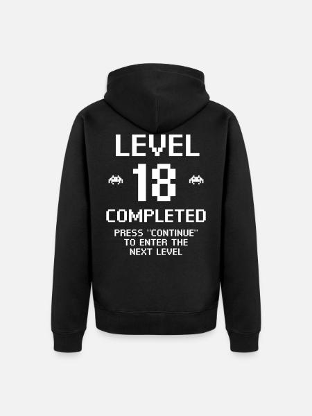 Level 18 Completed - Unisex Premium Organic Zip Hoodie - black