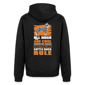 Australian Cattle Dog | Blue Heeler Dog Gift - Unisex Premium Organic Zip Hoodie - black - Back - Nico (187cm)