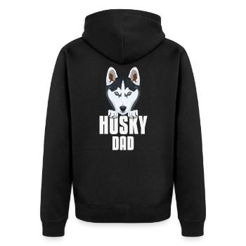 Papa husky, papa chien - Veste à capuche bio Premium Unisexe - noir - Dos - Nico (187cm)