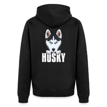 Husky souriant - Veste à capuche bio Premium Unisexe - noir - Dos - Nico (187cm)
