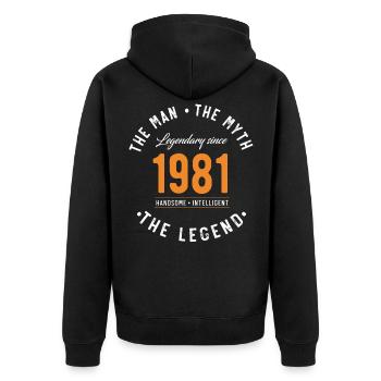 Legendary since 1981 The Man The Myth - Veste à capuche bio Premium Unisexe - noir - Dos - Nico (187cm)